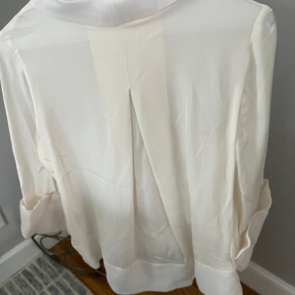 Embroidered Blouse – Ivory Sheer Statement Top (Size Small), 100% Silk - Picture 9 of 10